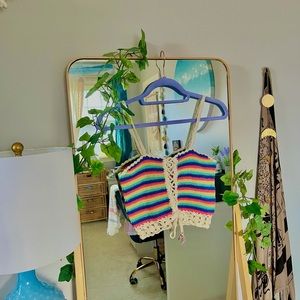 Forever 21 Rainbow Crocheted Crop Top